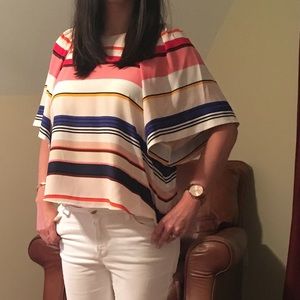 Kate Spade striped flutter sleeve top